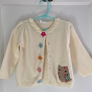 18-24 *vintage* Gymboree flower owl cardigan and hat combo new old stock gem
